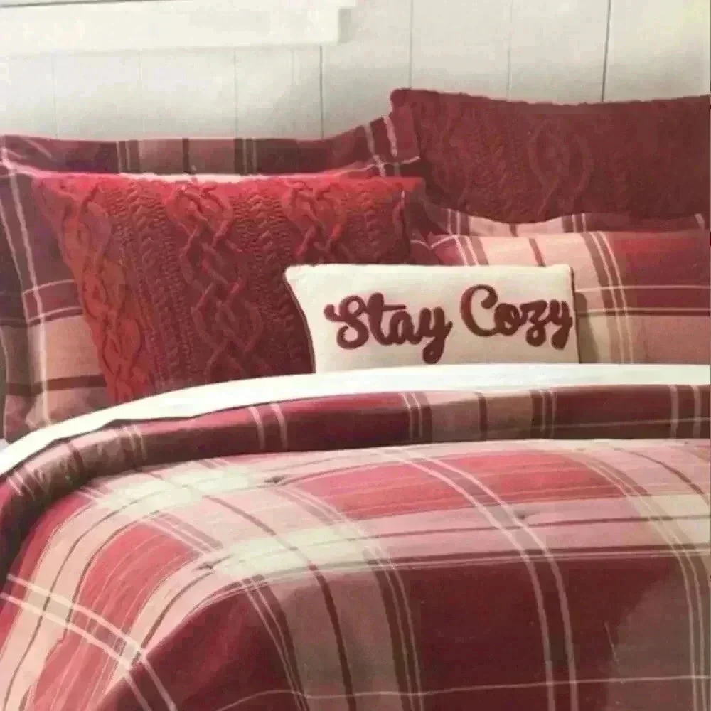 Cuddl Duds Stay Cozy Decorative Throw Pillow Dark Red Taupe 12 in X 18 in